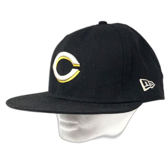 New Era 59FIFTY Cincinnati Reds Wool Fitted Cap Hat Size 8 VTG True Fitted Black - Picture 1 of 12